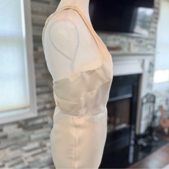 Tony Hamaway One Shoulder Silk Satin Organza Mermaid Style Wedding Gown Size 0 - Picture 5 of 17